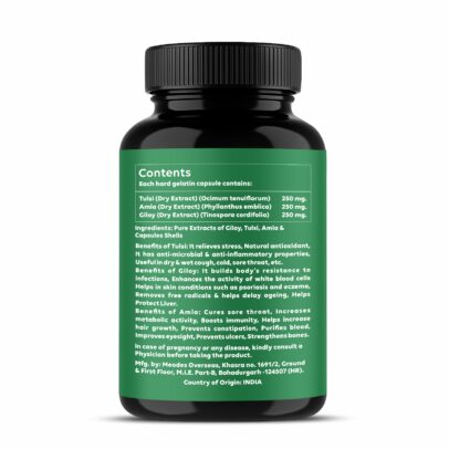 Cutiswiss Tulsi, Amla & Giloy Capsules 750 mg.